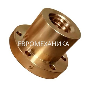 Гайка трапецеидальная латунная (HPb59-1) BFM 12х3 с фланцем (правая резьба), EMT - Евромеханика