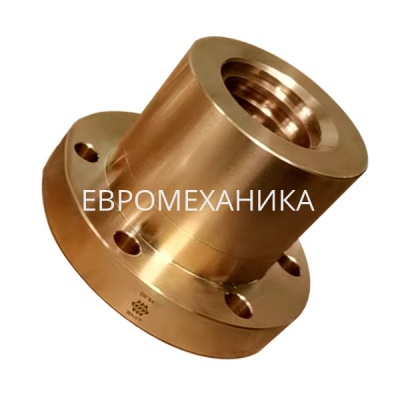 Гайка трапецеидальная латунная (HPb59-1) BFM 24х5 с фланцем (правая резьба), EMT - Евромеханика
