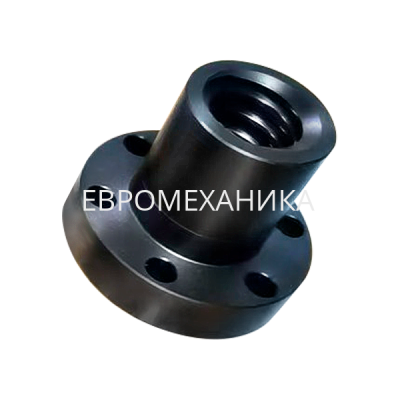 Гайка трапецеидальная полиамидная (POM) PFA 24х5 с фланцем (правая резьба), EMT - Евромеханика