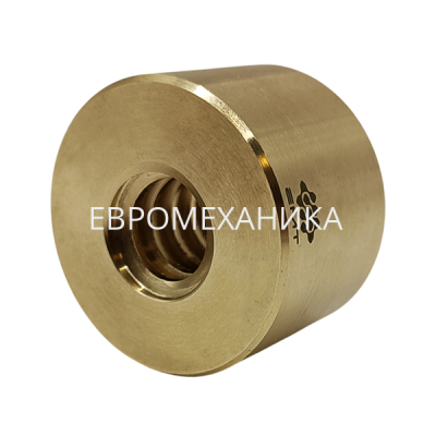 Гайка трапецеидальная латунная (HPb59-1) LRM 40х7 без фланца (правая резьба), EMT - Евромеханика