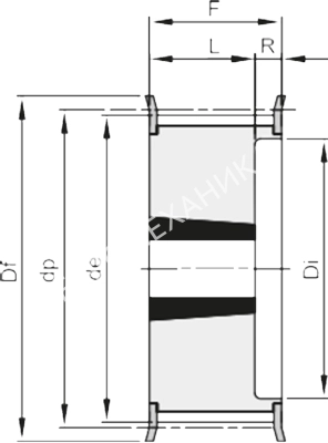 Шкив зубчатый под втулку тапербуш TL 20 H 200 (1610), EMT - Евромеханика