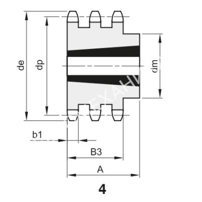 Звездочка 12B-3, шаг 19,05х11,68 мм (3/4х7/16), Z=27 под втулку тапербуш 3020 - Евромеханика