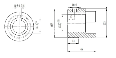 Полумуфта GE 24-32 тип B, с готовым отверстием d=32 мм, шпон паз 10х3,3мм+винт М8, СТАЛЬ, EMT - Евромеханика