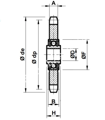 Звездочка натяжная для цепи 08B-1, Z=14 с подшипником - Евромеханика