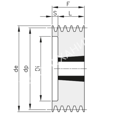 Шкив для клиновых ремней SPA 71 02 - Евромеханика
