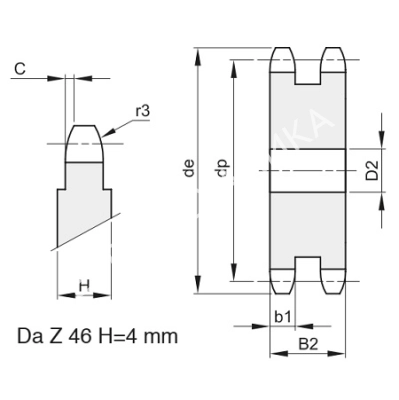 Звездочка 08B-2, шаг 12,7х7,75 мм (1/2х5/16), Z=54 без ступицы - Евромеханика