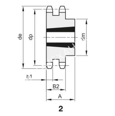 Звездочка 16B-2, шаг 25,4х17,02 мм (1"х17,02 мм), Z=23 под втулку тапербуш 3020 - Евромеханика