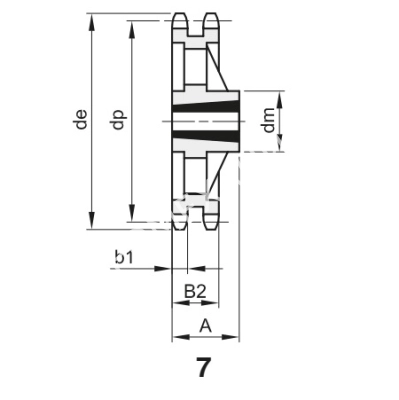 Звездочка 16B-2, шаг 25,4х17,02 мм (1"х17,02 мм), Z=45 под втулку тапербуш 3030 - Евромеханика