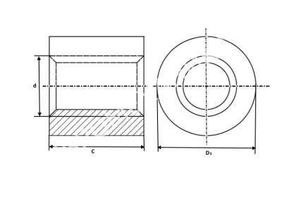Гайка трапецеидальная стальная (Y15) KSM 24х5 без фланца (правая резьба), EMT - Евромеханика