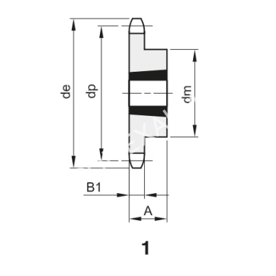 Звездочка 08B-1, шаг 12,7х7,75 мм (1/2х5/16), Z=15 под втулку тапербуш 1008 - Евромеханика