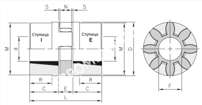 Полумуфта GEB 55-70 TL тип I, под втулку тапербуш 2012, EMT - Евромеханика