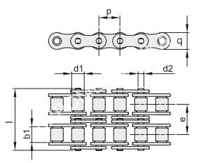 Цепь роликовая 08A-2 (40-2), EMT - Евромеханика