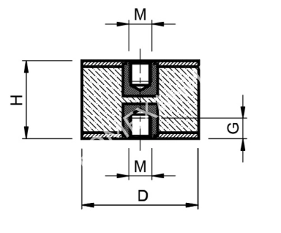 Виброизолятор 2F3 15x15 55 Shore A - Евромеханика