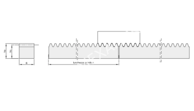 Рейка зубчатая M 2,5, 25х25 мм, L=3000 мм (CR29300) - Евромеханика