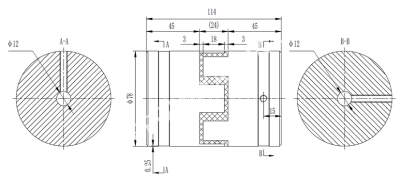 Муфта кулачковая XL4-12x12 тип B-B (GE-T 38-45), СТАЛЬ, EMT - Евромеханика